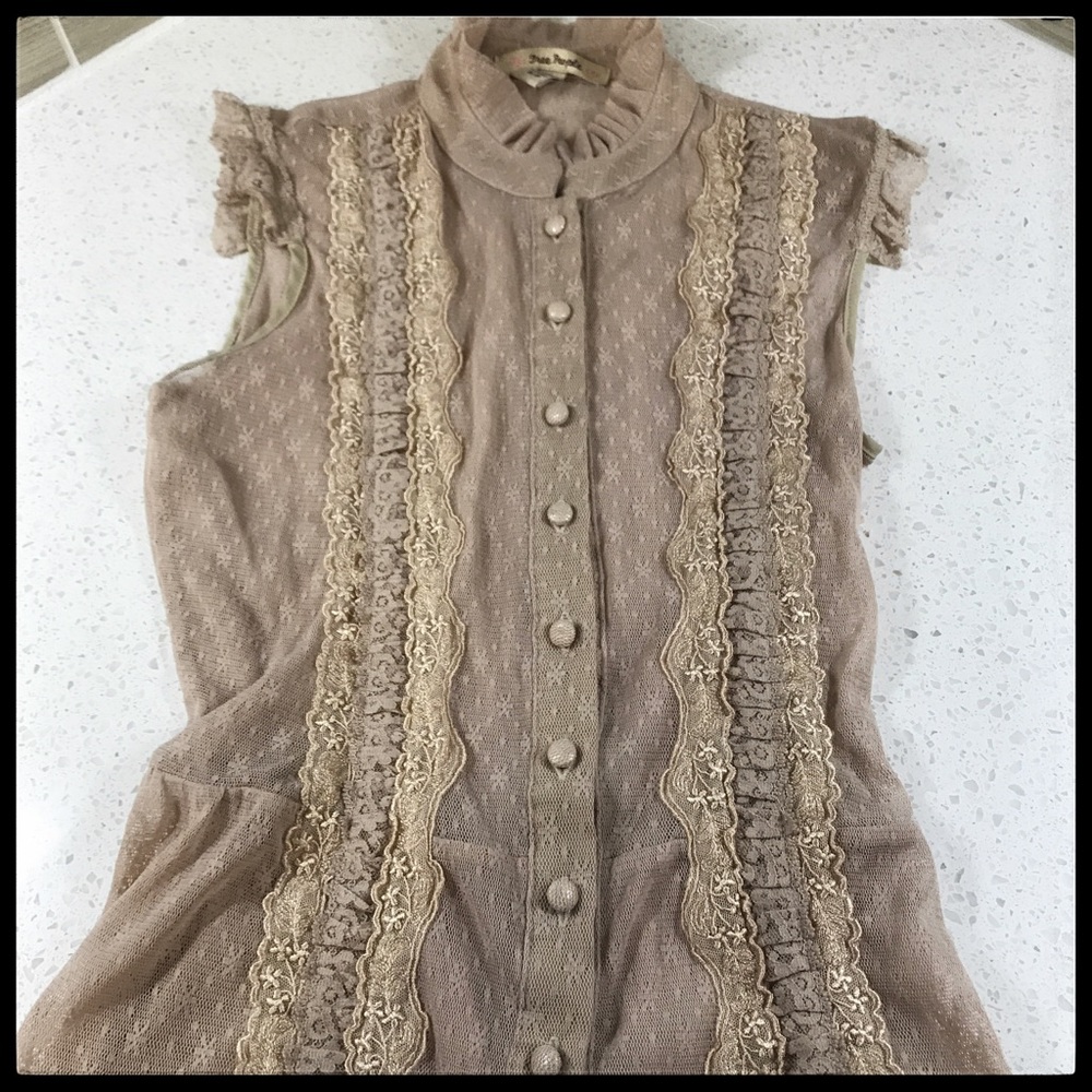 Free People Lace Ruffle Sheer Top